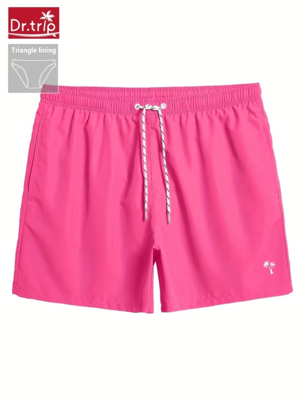 Men's Pink Swim Shorts with Drawstring